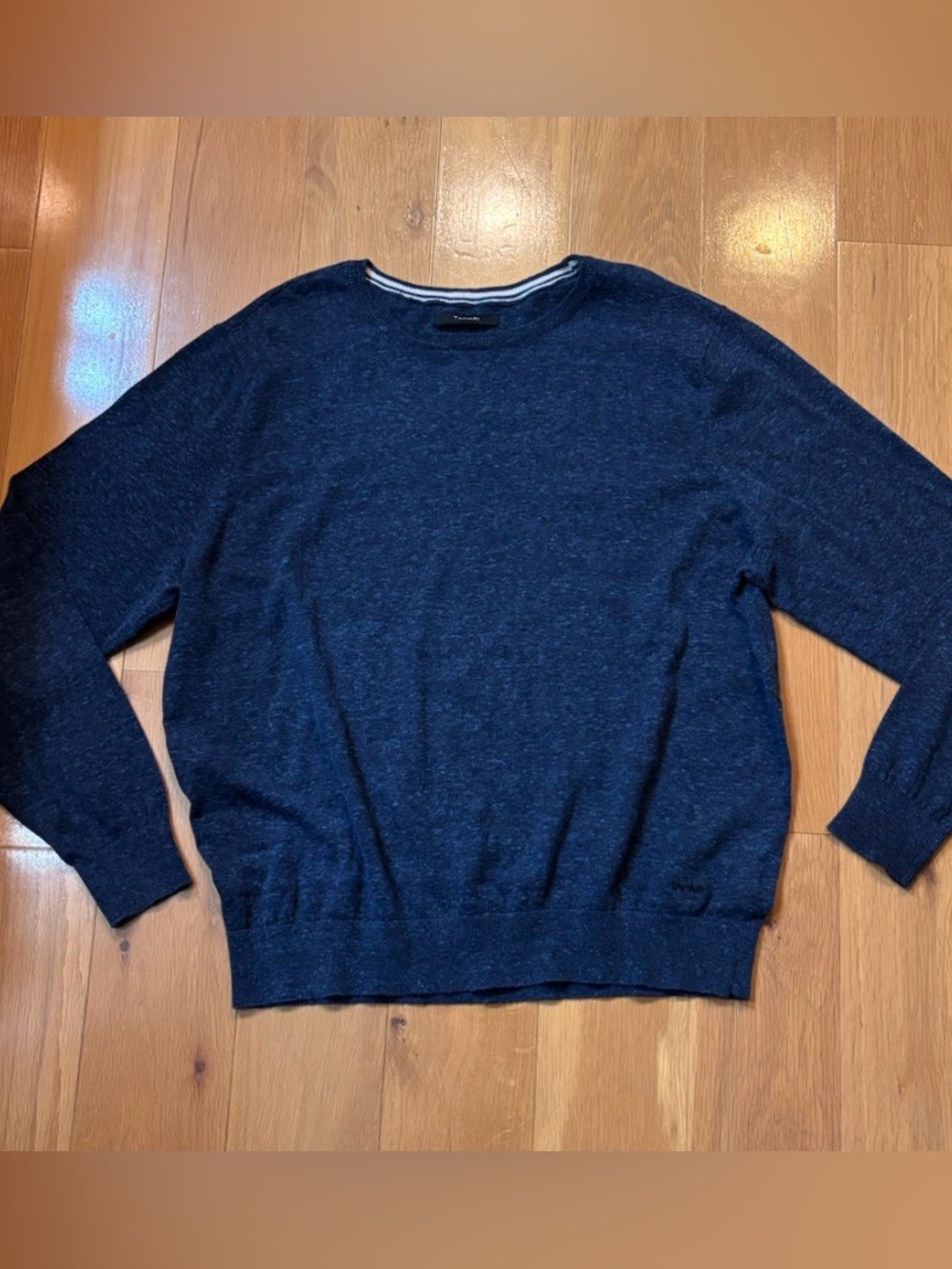 Tahari Men's Crewneck Sweater in Marled Navy Blue XXL